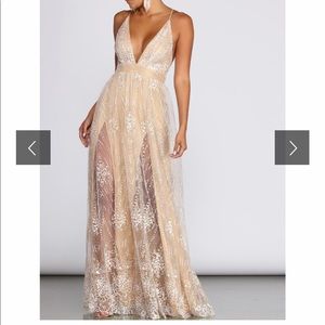 Windsor Light Gold Long Dress